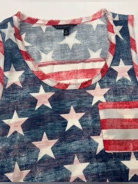 Signature Studio Red, White & Blue Star Print Tank Top